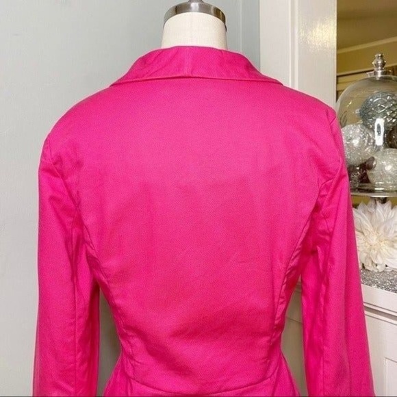 CAbi Pink Cotton Twill Peplum Blazer Jacket 8 Medium - Picture 8 of 12